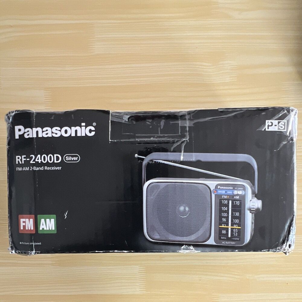 Panasonic RF-2400D Silver AM/FM Portable Radio AC/Battery Glowing Dial